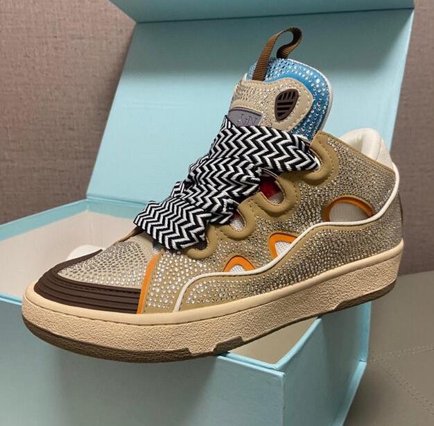 

top quality Casual Shoes Womens shoes mesh casual sneakers thick soles with special embossed leather edging rollers calfskin rubber Napa bread mens Forrest Gump Lan, Lavender