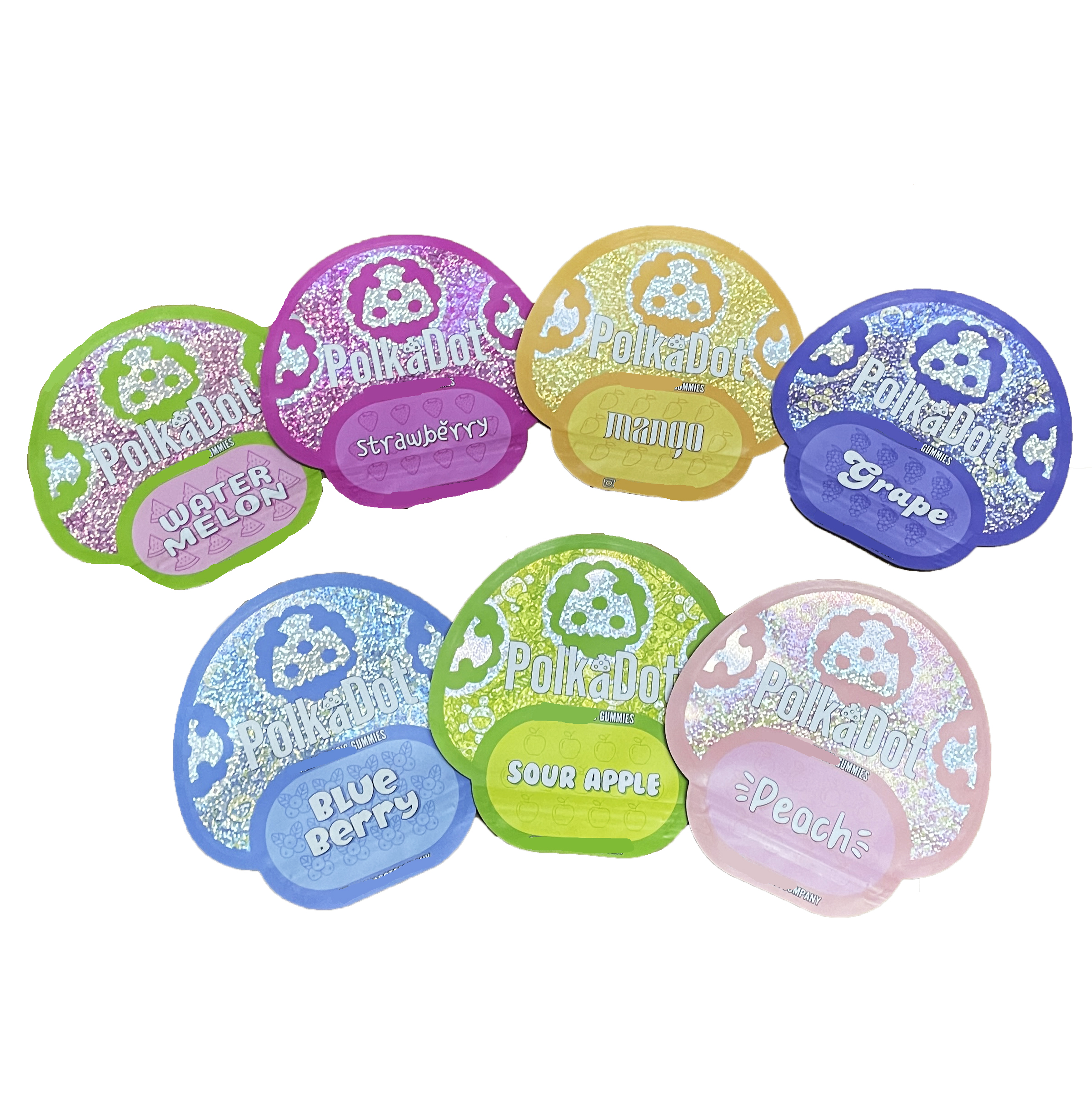 

polkadot edible gummies zipper packaging bags sugar vegan magic mushroom empty sour apple watermelon Shaped package smell proof packs 420 packaging mylar edible