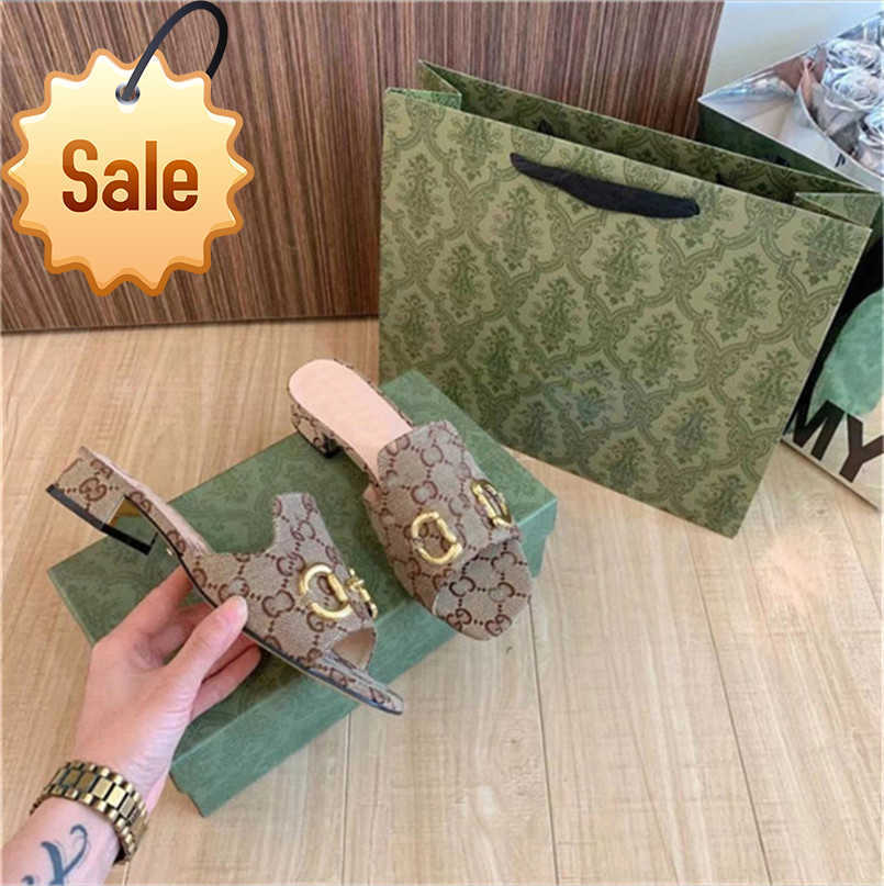 

Slippers designer fashion women's sandals slippers leather thick heeled shoes 35-42 luxury atmosphere high qualityl, White