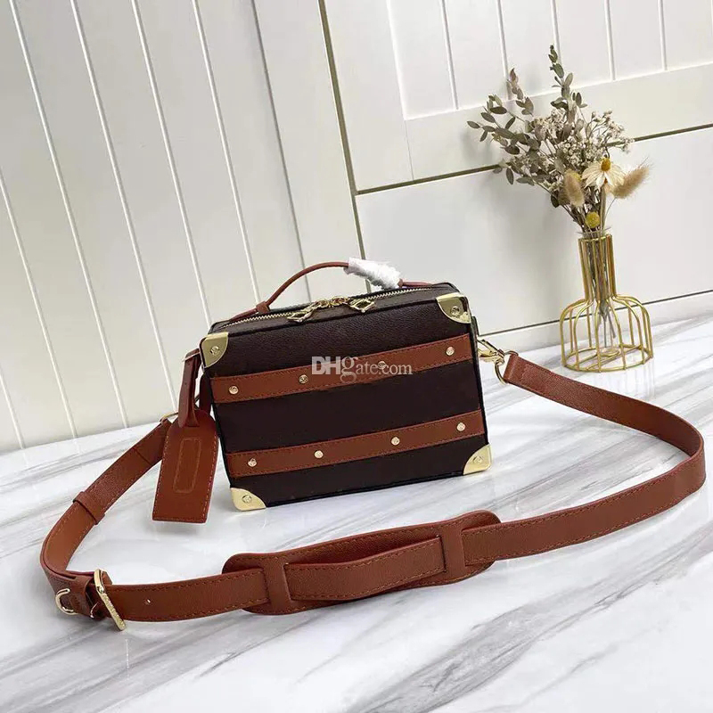 

Luxury Designer Man bag M45785 HANDLE TRUNK Men Women bag rivet boxy shape Box Messenger Purse Canvas Cowhide Leather carry Handbag, Customize