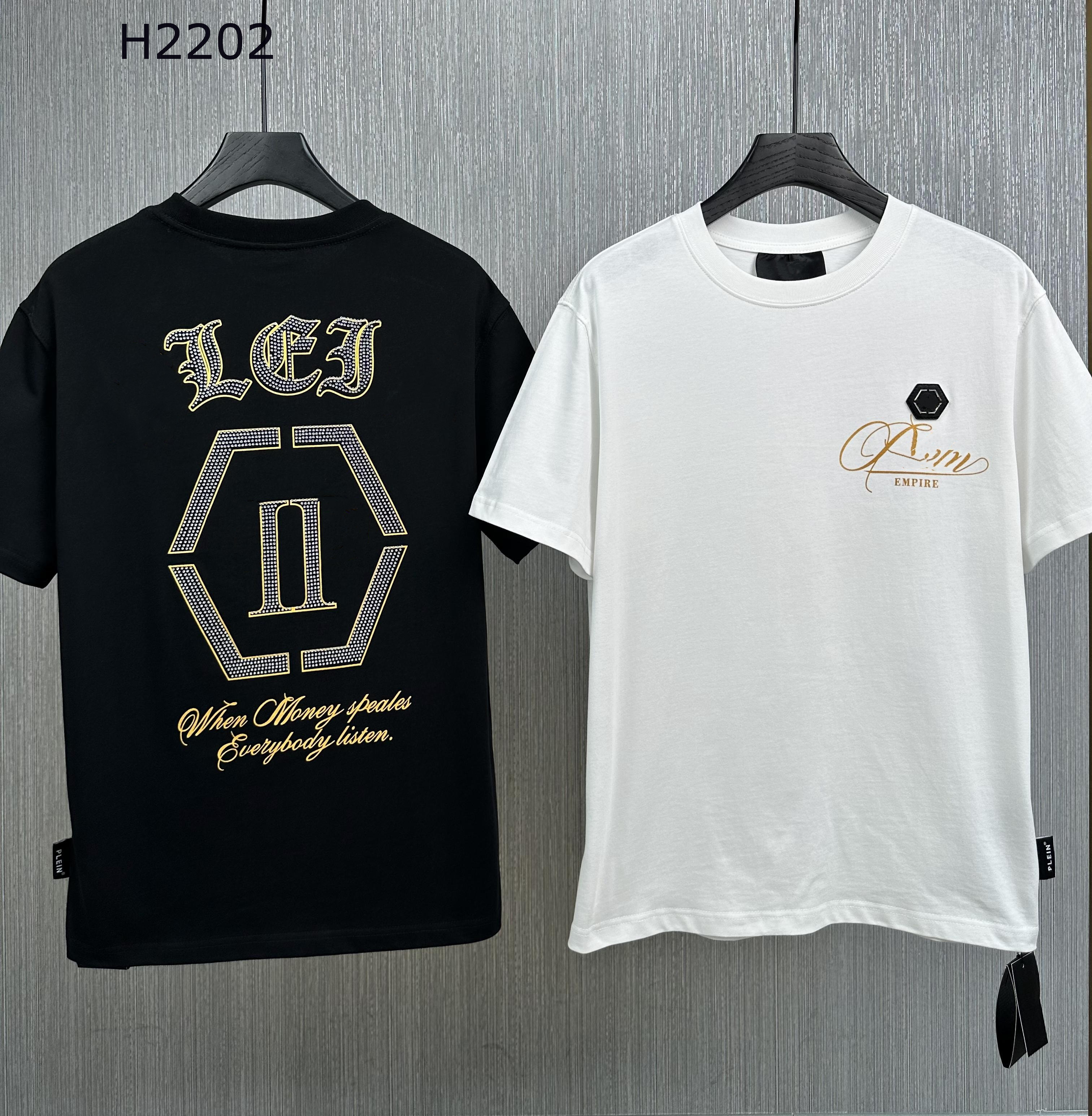 

23SS New T-Shirt Over Size European American Fashion luxury T-Shirt men t shirt skull Polo shirt PP phillip plain Tshirts Round neck embroidery designs P2202