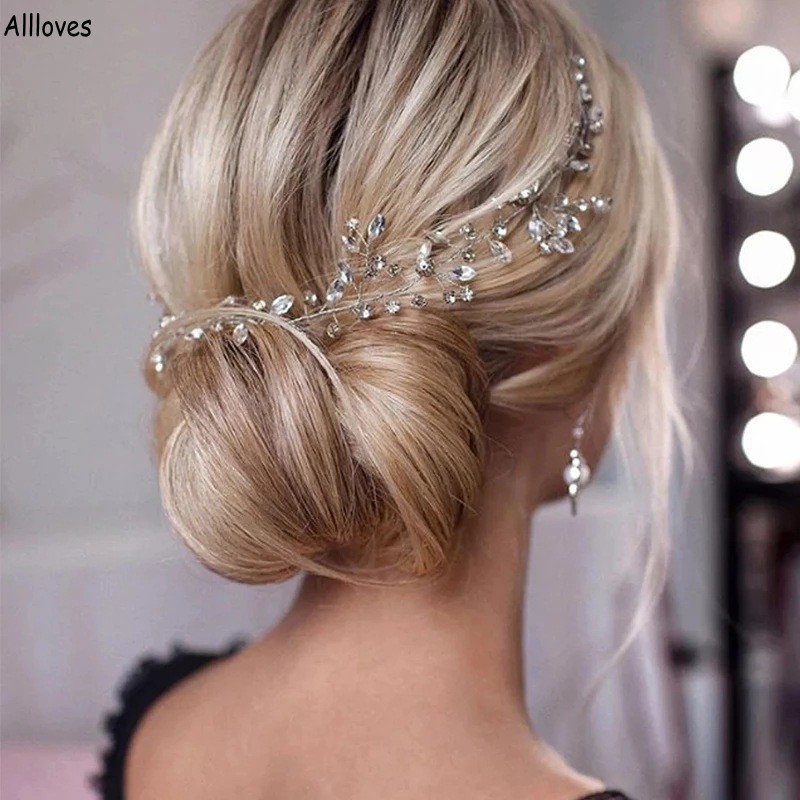 

Silver Sparkle Rhinestones Bridal Headpieces For Wedding Party Bride Hair Accessories Headband Women Headdress Hair Jewelry Prom Party Rose Gold CL2139