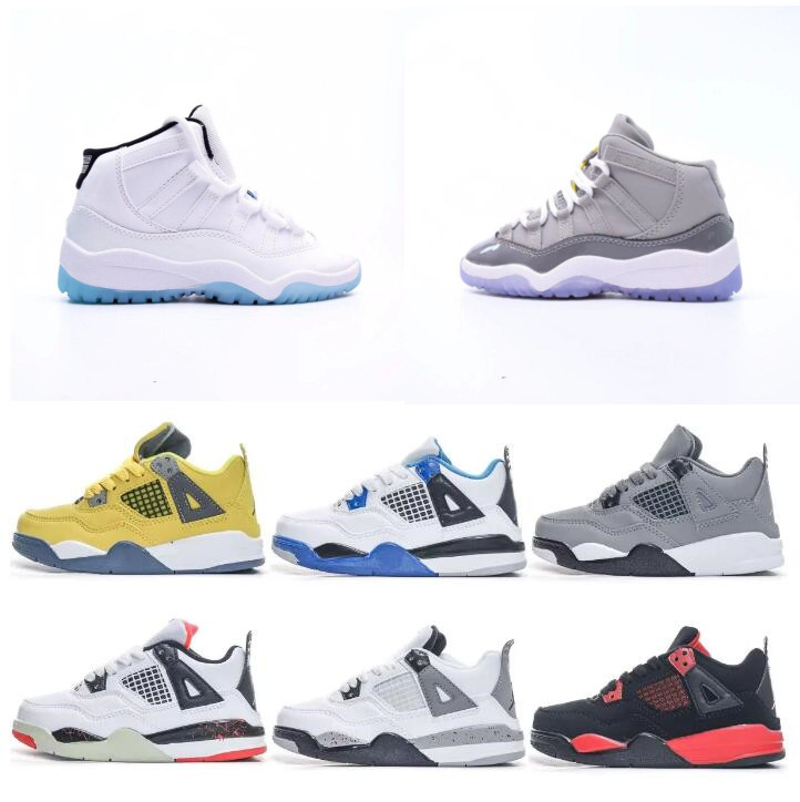 

Jumpman 4 Retro Kids Basketball Shoes 4s Children Preschool Shoe Baby Boys Girls Trainers Toddler Kid Bred Legend Blue 72-10 11s Cool Grey 11 Child Designers Sneakers, 26