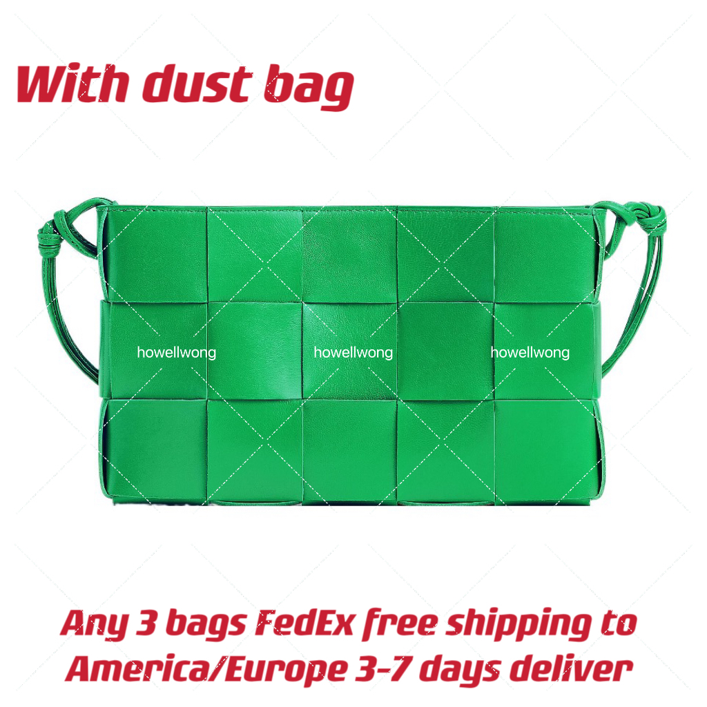 

Cassette Pouch On Strap Lady Intreccio Leather Bags in 6 Colors One Compartment Four Card Slots Woman Designer Flap Genuine Leather Hobo Bags, Army green