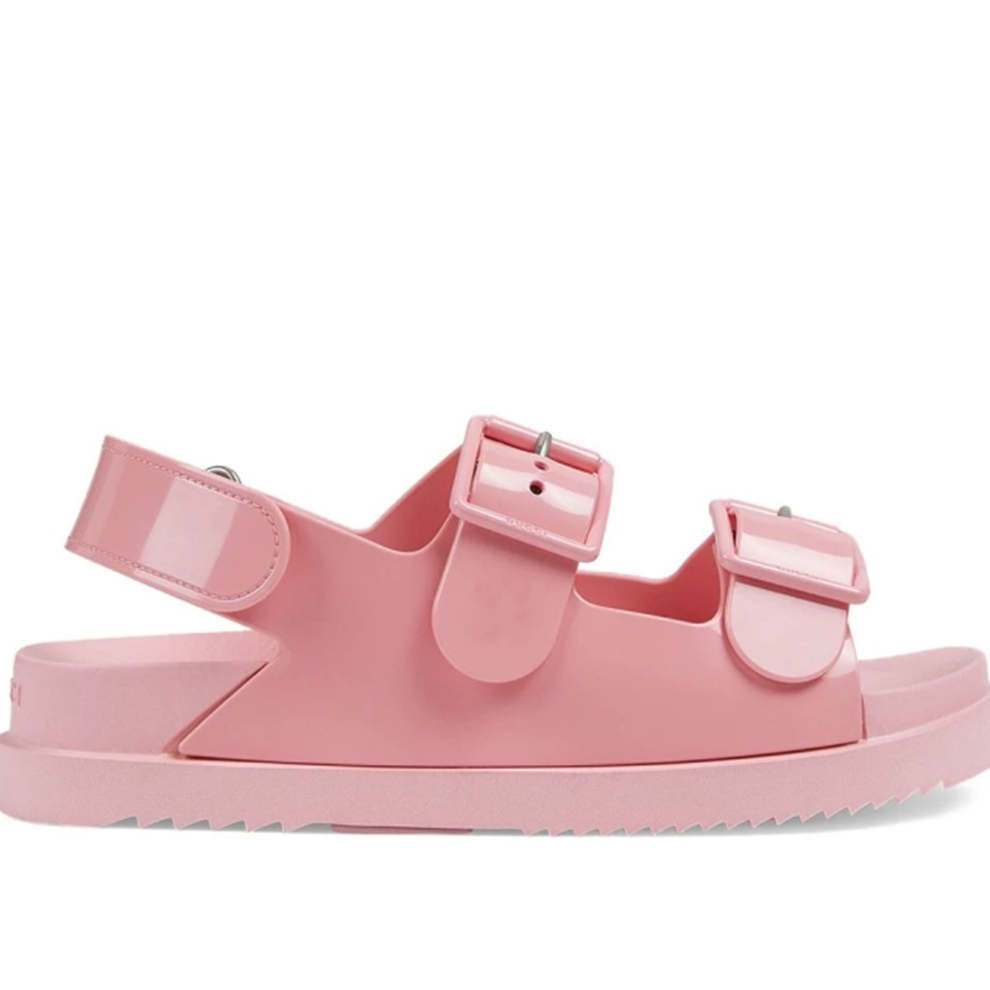 

Platform Shoes Pink mini Double G sandals famous designer women double buckle slippers rubber sole adjustable touch-strap jelly des sandales open toe womens loafers