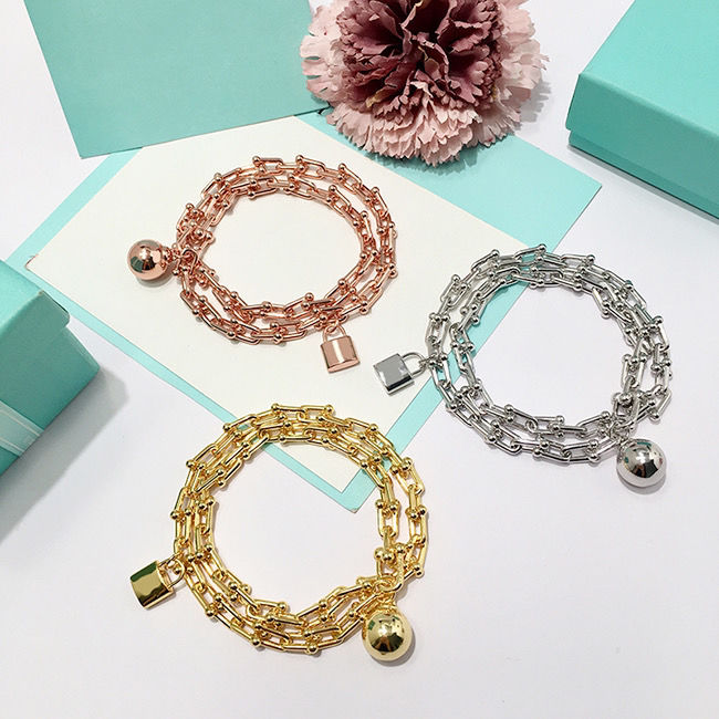 

Luxury Fashion hardwear jewelry bracelet designer Horseshoe Lock the ball series Bracelet Rose Gold Platinum adult jewellery for woman 60153372