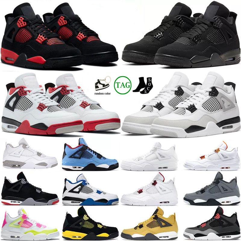 

2023 Men Women designer Basketball Shoes Jumpman 4 4S Sneaker Military Black Cat Fire Red Red Thunder Sail White Oreo Pure Money Dark Mocha University Bred brand shoes, No box