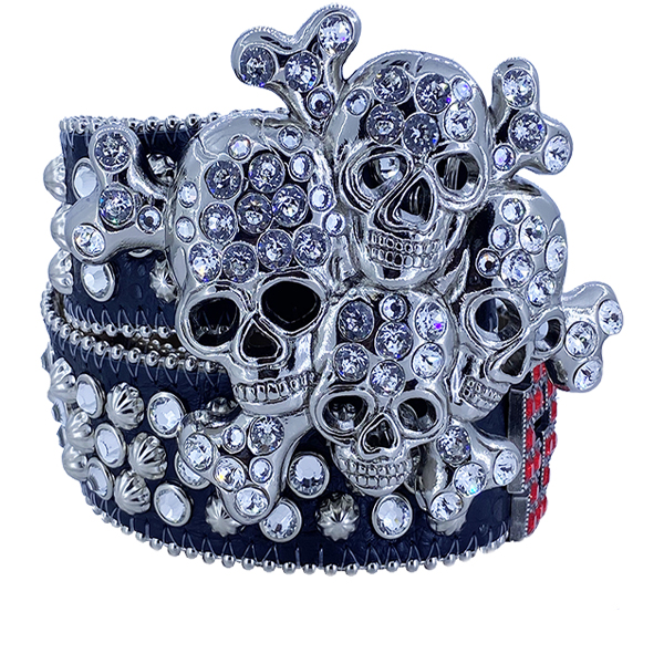 

Skull needle buckle bb belt designer for womens mens waistbands belts with full rhinestones purple golden multicolored wholesale, Customize