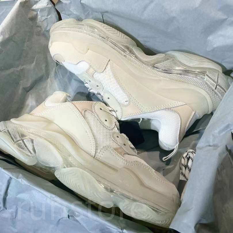 Women Triple s Shoes Men Runners Shoes Designer Clear Sole Platform Sneakers Luxury Vintage Low Top Beige Chunky sneakers Leather mesh size 36-45