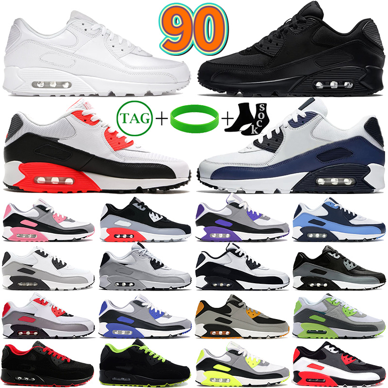 

OG 90s Running Shoes Men Women Designer Maxs Triple Black White Midnight Navy Hyper Grape Rose Particle Grey Obsidian Mens Womens Trainers Outdoor Sports Sneakers, #43- black red
