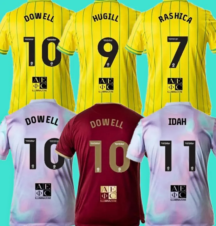 

22 23 Norwich PUKKI Soccer Jerseys City 2022 2023 HUGILL RASHICA MCLEAN DOWELL BUENDIA TZOLIS SARGENT home yellow away red third football shirt, 22-23 third