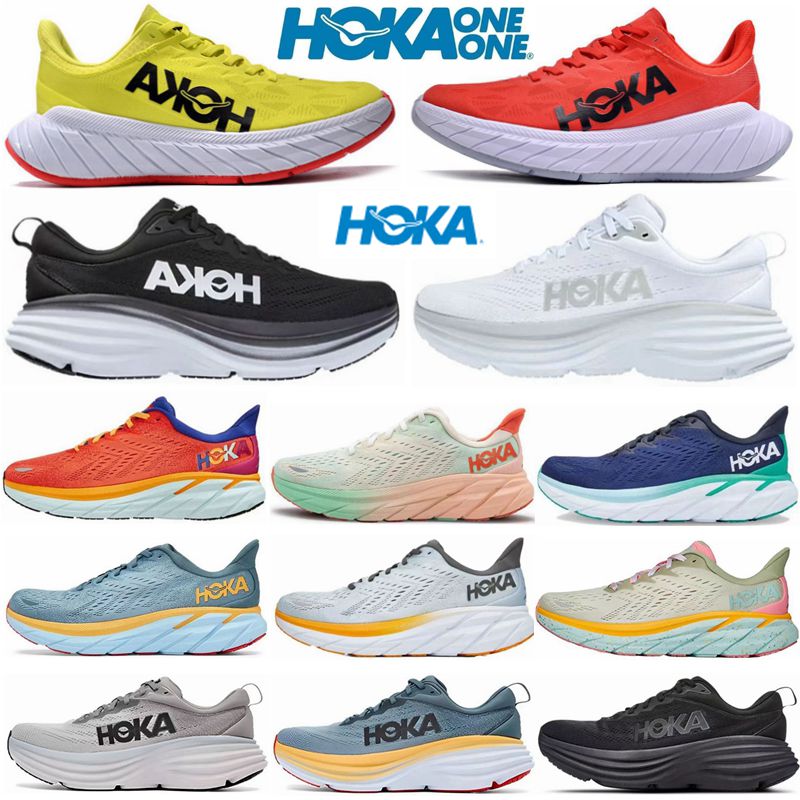 

HOKA One One Bondi 8 Running Shoes Carbon x 2 Athletic Clifton 8 Profly training Sneakers On Cloud Blue Women Mens highway marathon hokas shoe sports trainers, 35