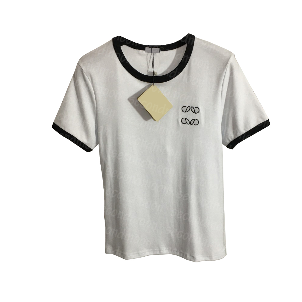 

Designer Embroidered T Shirt Women Short Sleeve Tees Summer Breathable T Shirts Crew Neck Tee, White