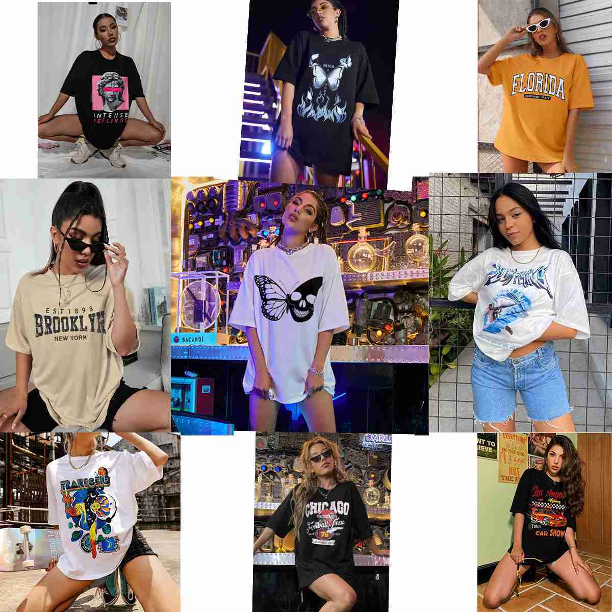 

2023 women Tops summer cotton fashion t-shirt new butterfly cartoon round neck Gothic printed round neck loose shirts, 9cotton