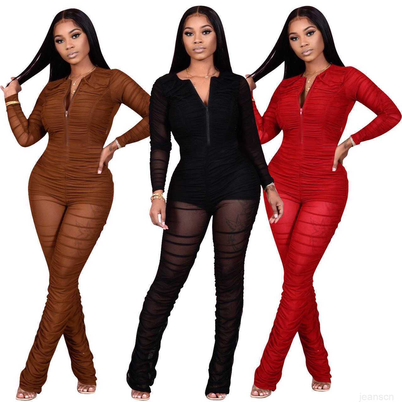 

Designers Women black Clothes 2023 fashion sexy mesh pleated micro pull pants wear clubwear jumpsuits amp rompers, Mix colours or leave a message