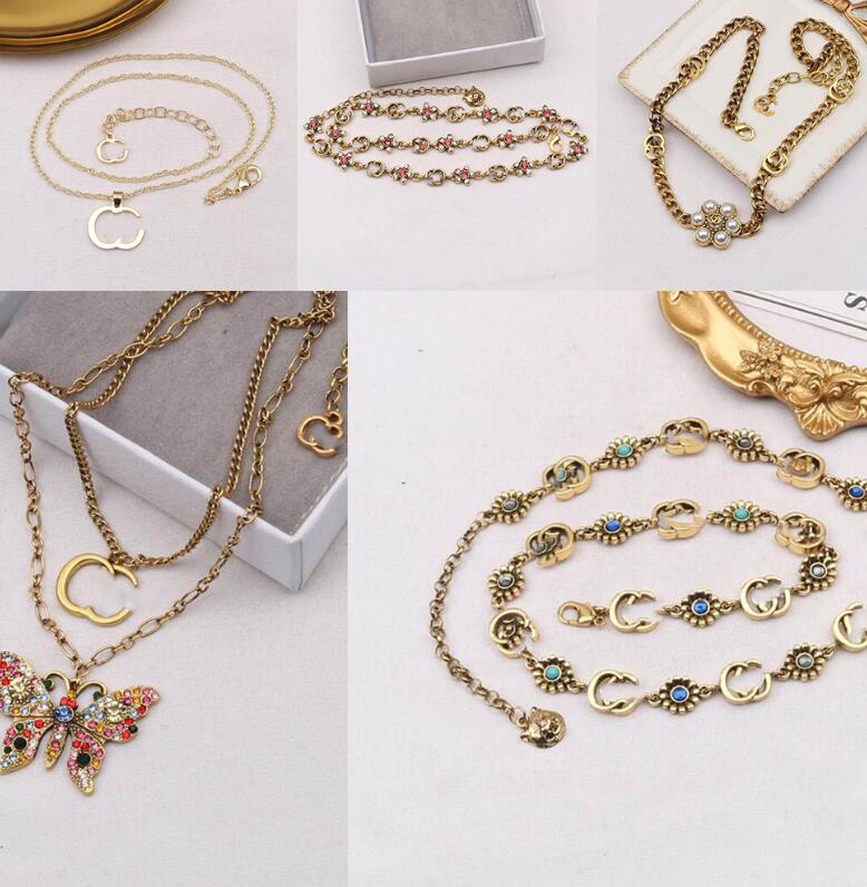 7color Gold Luxury Designer Letter Pendant Necklaces 18K Gold Plated turquoise Flower Sweater Necklace for Women Wedding Party Jewelry Accessorie