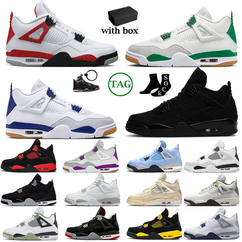 

With Box 4 Mens Basketball shoes black cat 4s Pine Green jordens4 Angeles Dodgers Mens Trainers Seaform Red Thunder Sail White Travis Scott Women Men Sneakers, Sb pine green 40-47
