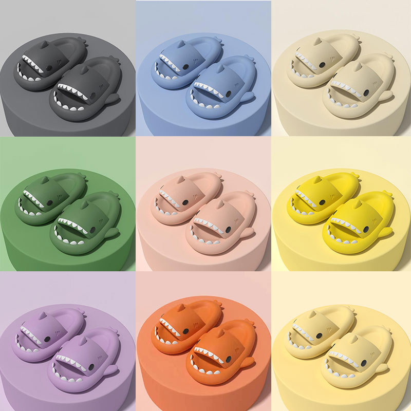 

Men Women Shark Slippers Summer Home Anti-skid Solid Color EVA Couple Outdoor Indoor Grey Household Funny Slipper sandals platform slides