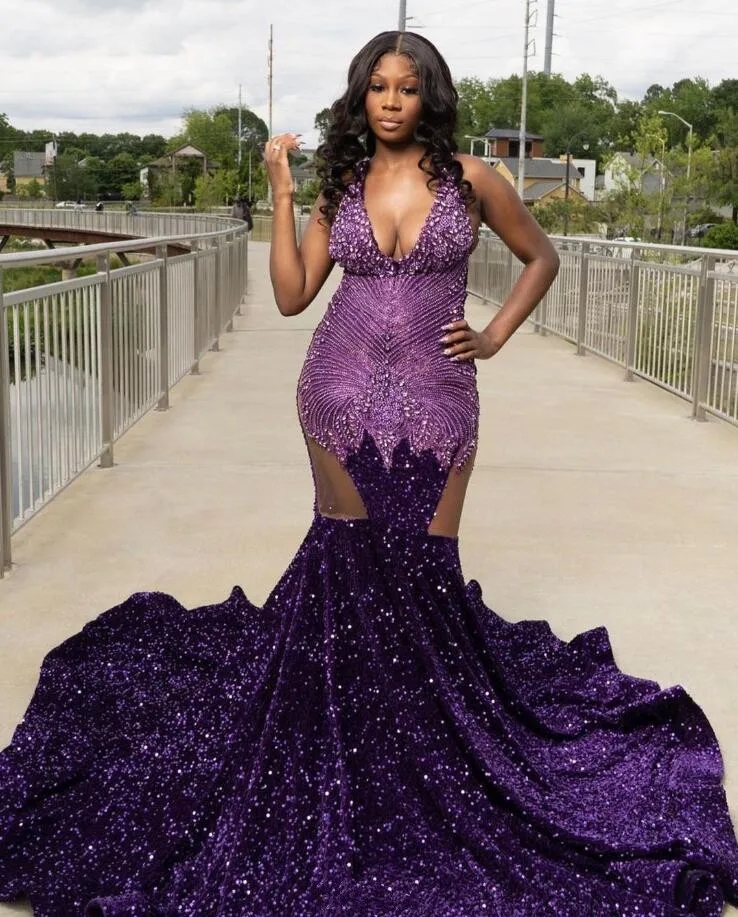 2024 Robe de bal de sirène pourpre de raisin pourpre