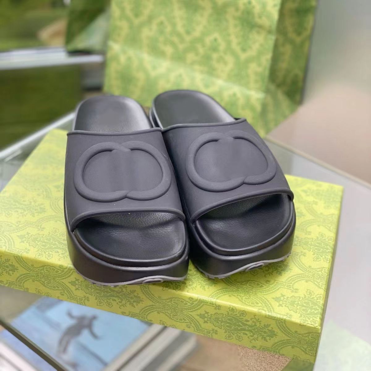 

Slippers Mens Womens Platform Sandals Brand Wedges Rubber Cut-out Slide Transparent Materials Fashion Beach Shoes, #4