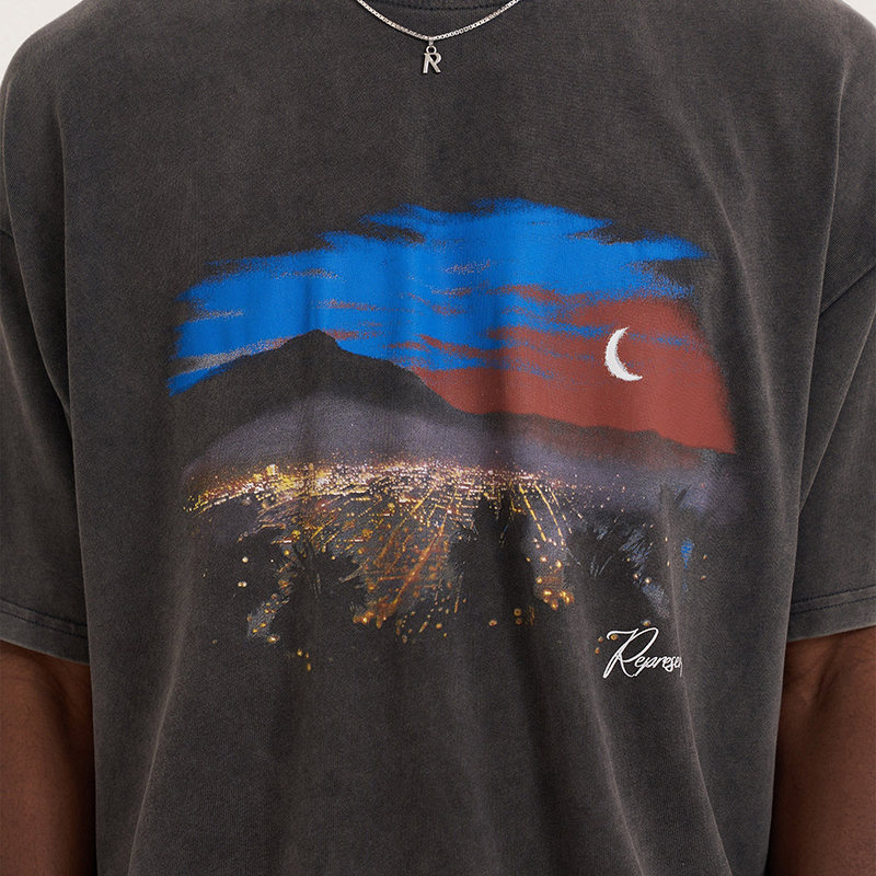 

Mens T-shirts The Hills Casual Short Sleeves Oversized T shirts Cotton Tee Men Women Hip Hop Streetwear MG230119, Black