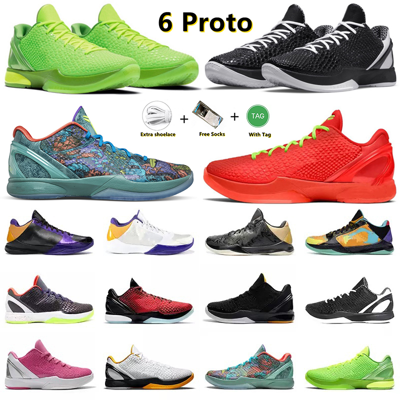 

6s Proto 6 Mens Basketball shoes Reverse Grinch Prelude Chaos BHM Mambacita Think Pink Black Del Sol Big Stage Blackout Forest Green men trainers sports sneakers, 13