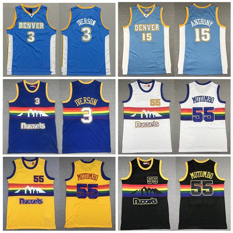 

Stitched Retro Dikembe Mutombo Basketball Jerseys Men Allen Iverson Carmelo Anthony Jersey Mitchell & Ness 1991-92 Mesh version Hardwoods vintage Classic Wear, Colour 2