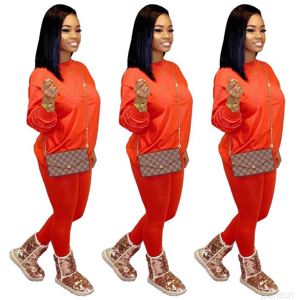 

Women tracksuits Two Pieces Set Casual Long Sleeve Leggings Outfits Candy Color Ladies Fashion Loose T Shirt Jogging Clothing Selling, Blue