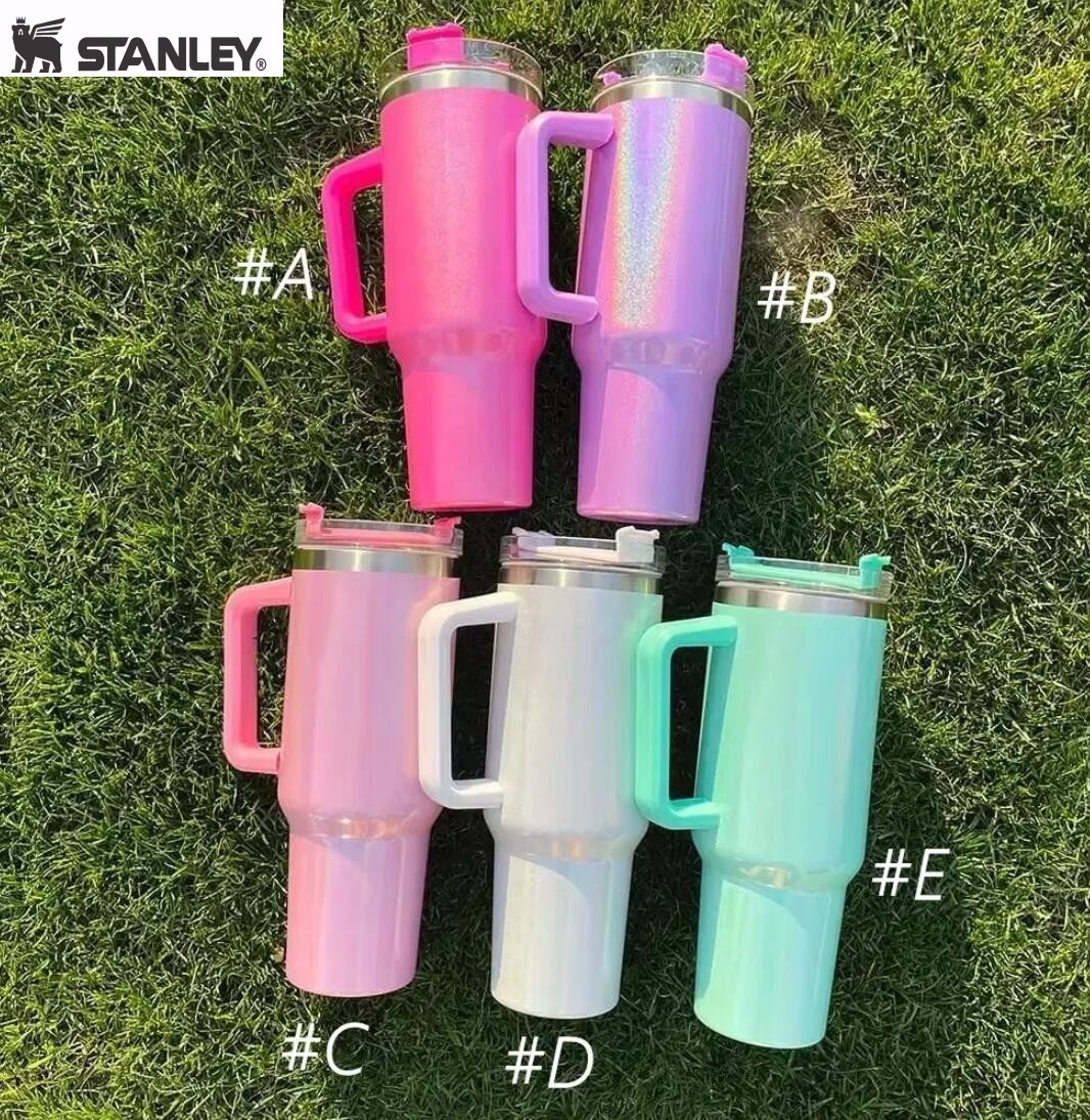 

Wholesale! with Stanley LOGo 40oz Rainbow Stainless Steel Sublimation Tumblers Glitter 40oz Travel Car Mugs Big Capacity Water Cups With Handles and Lids GJ0606, Multi-color