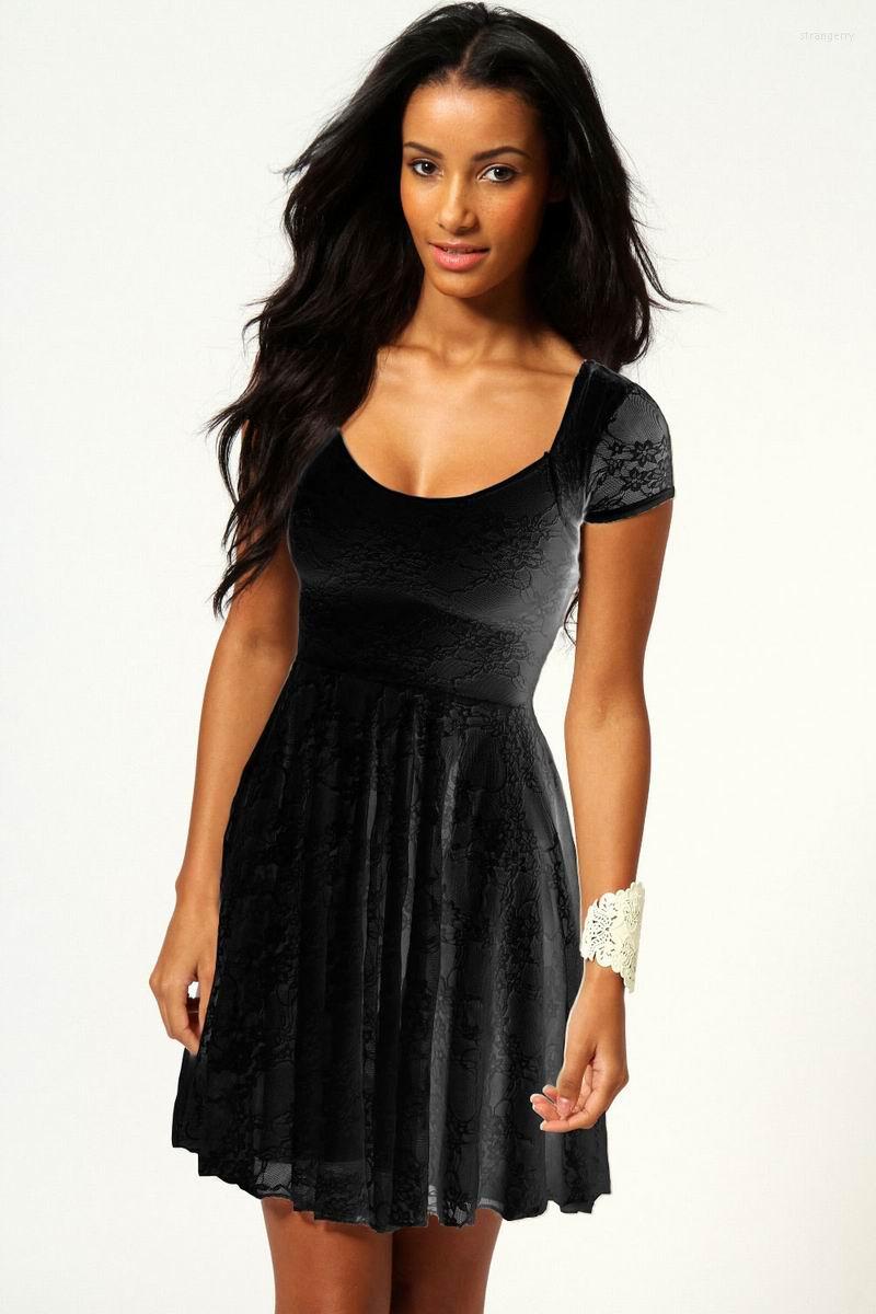 

Casual Dresses Fashion Boohoo Caroline Cap Sleeve Lace Skater Dress, Black