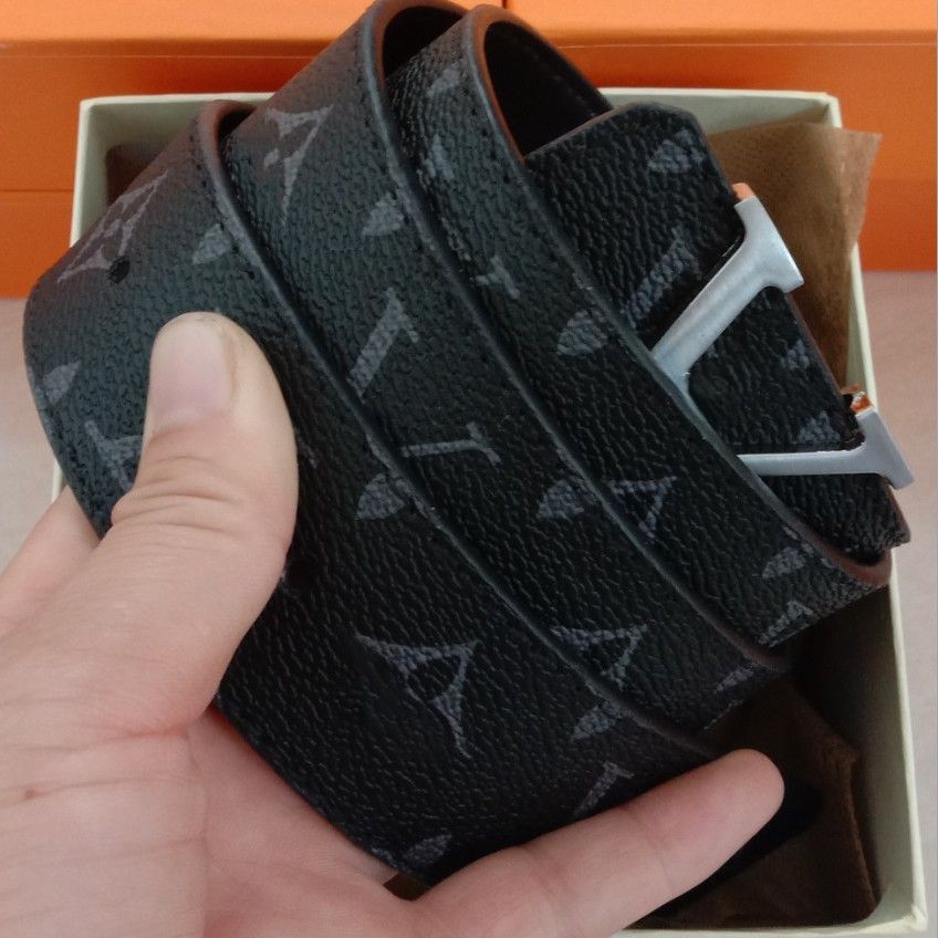 

Men V Designers Belts Classic fashion luxury casual letter L smooth Buckle womens mens leather belt width 3.8cm with, No box