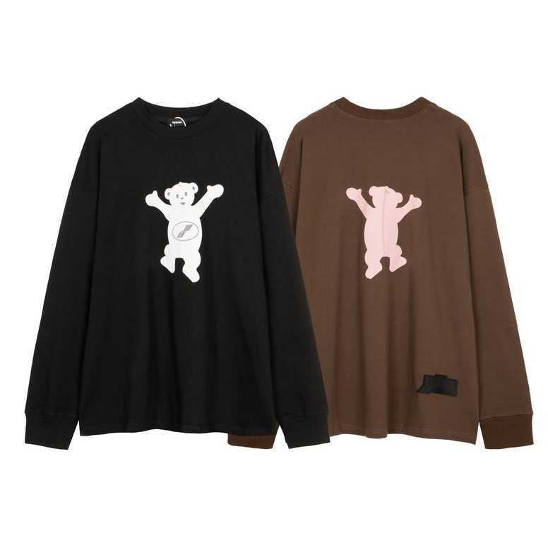 

We11done Flocked Little Bear Small Design Sense Korean Cotton Loose Unisex Round Neck Long Sleeve T-Shirt ins, Shipping fee