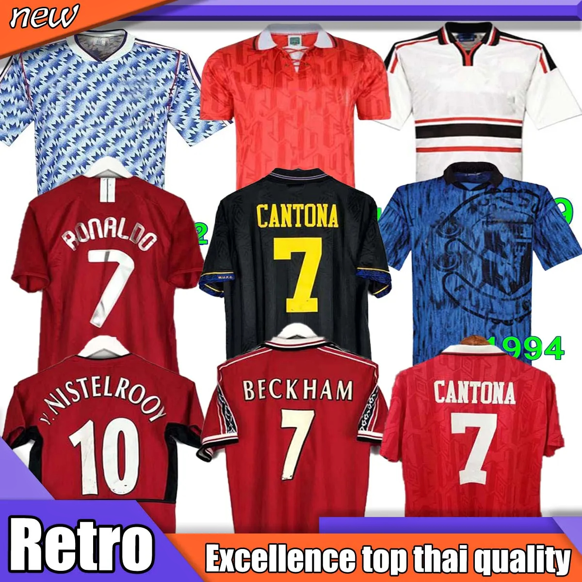 

Retro RONALDO CANTONA Soccer jerseys MAN football Giggs SCHOLES Beckham Solskjaer Manchester HOME AWAY 2002 07 08 93 94 96 97 98 86 88 99 90 91 UTD maillots de football, 02