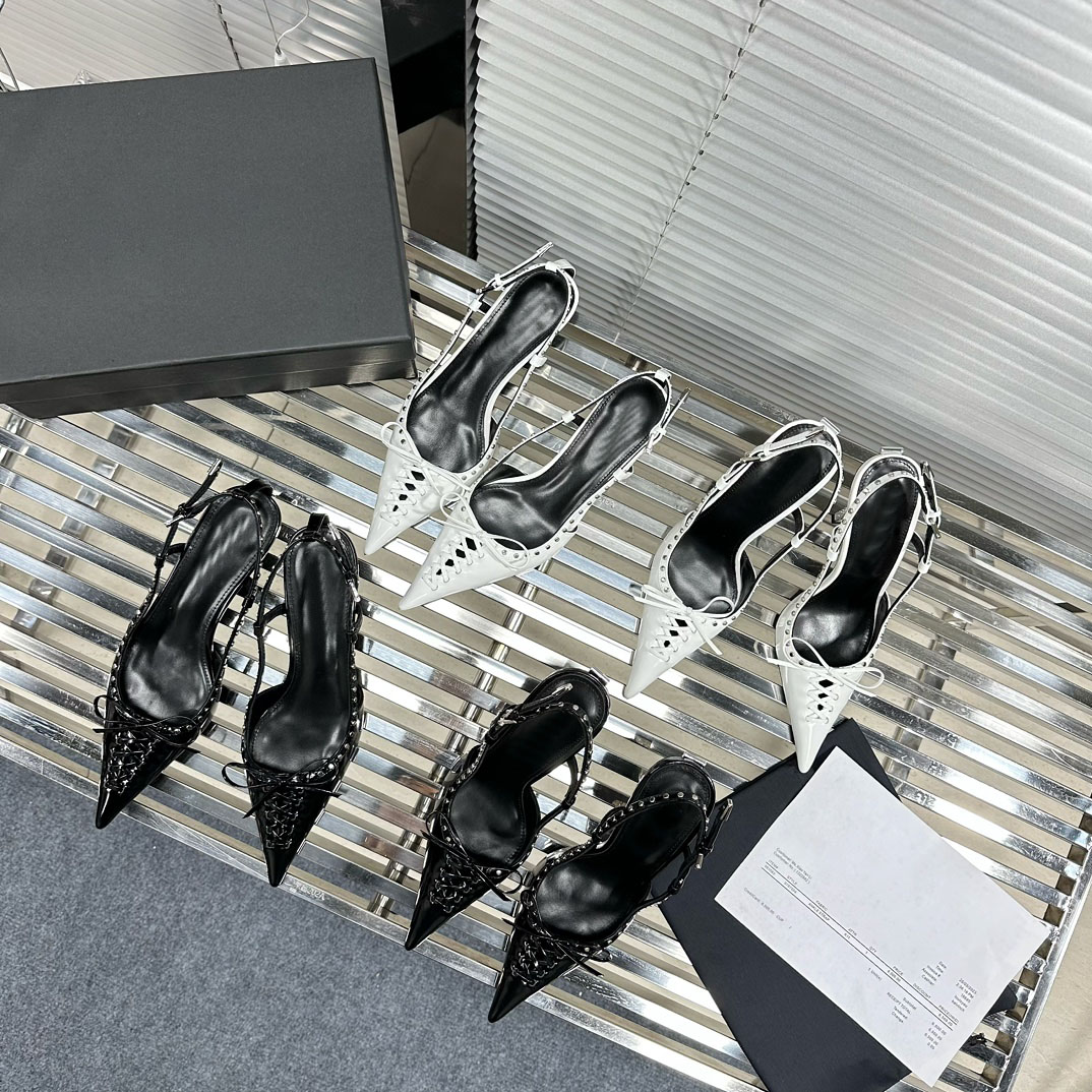 

Designer Slingback Heels Women Dress Shoes Luxury High Heel sandals Toes Pumps Leather Women Wedding Party Sandal Size 35-41, Colour 4