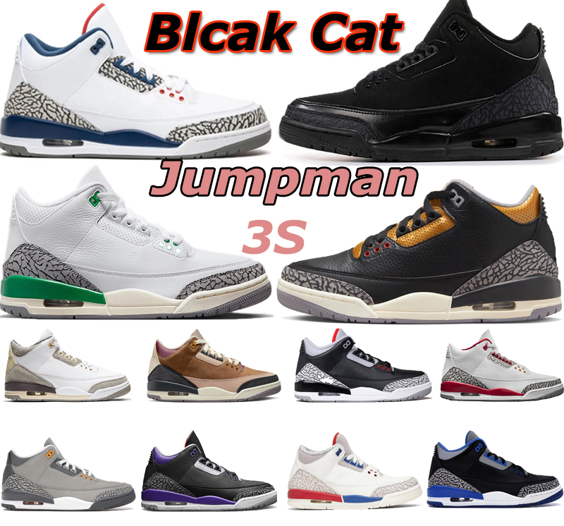 

Jumpman 3s Basketball Shoes 3 Pine Green Cardinal Red Black Cat International Flight Lucky Green Red Cement Men Women Trainers, 13
