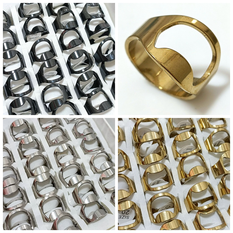 

24pcs Men's beer Finger OPENER stainless steel rings wholesale Fashion Jewelry lots