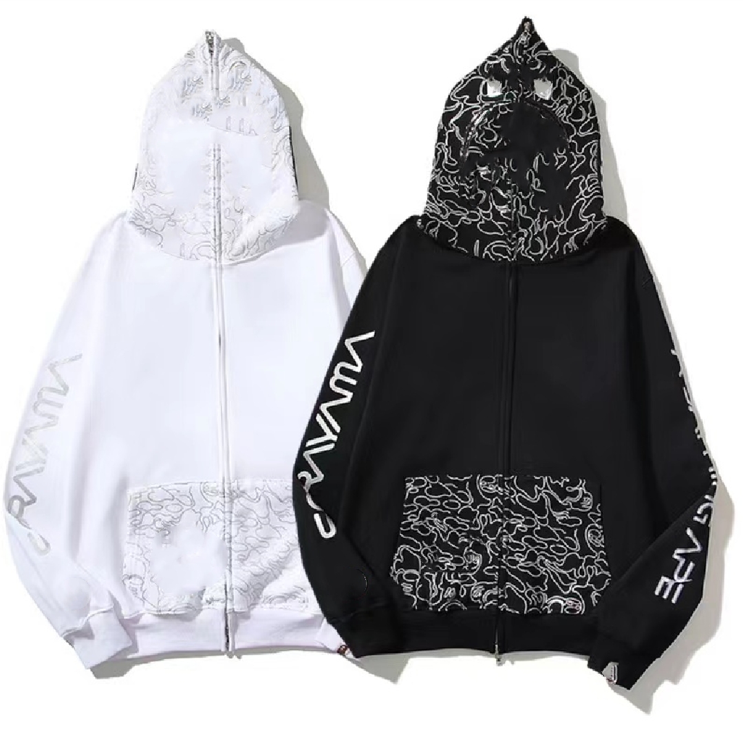 Metallic Logo Hoodie Designer Shark Sweater Stamped Logo 2023 Pullover TOP Version Street Fashion Wear Men Women Clothing Wholesale 10% off for 2