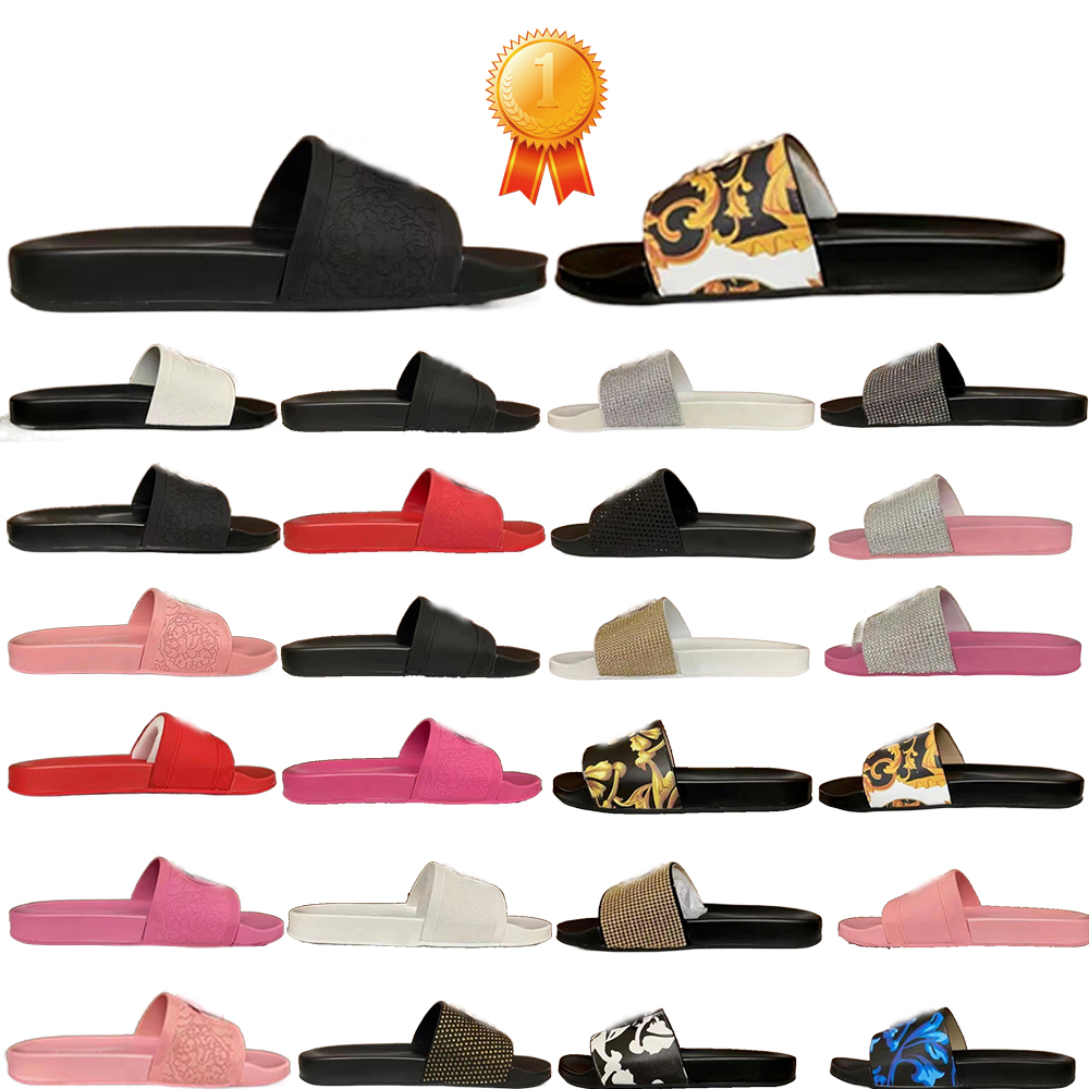 

2023 Women Slipper Medusa Slides Gold And Black Baroque Couture Slides For Men Woman Glitter Bedroom Classic Slippers Designer White Pink Mens Sliders Size 35-46, Colour 16