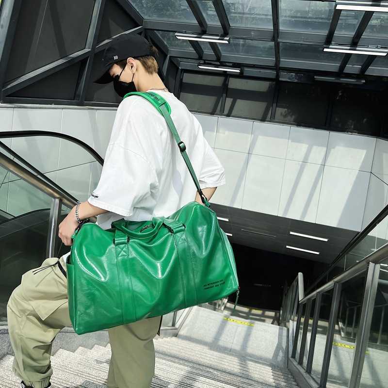 

Duffel Bags Short Distance Men s Business Trip Travel Luggage Bag Pu Leather Fashionable Storage Large Capacity Women s Sports and Fitness 230406, Black