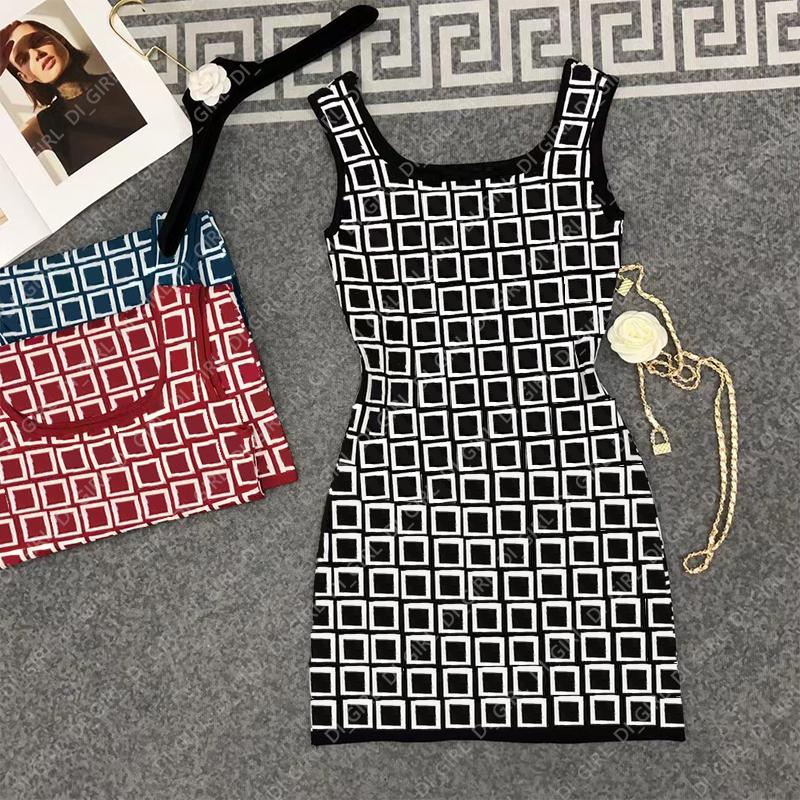 

Designer Dress Womens Knitted Vest Skirt Letter Print Dresses Summer Fashion Casual Sleeveless Skirts J687, Blue