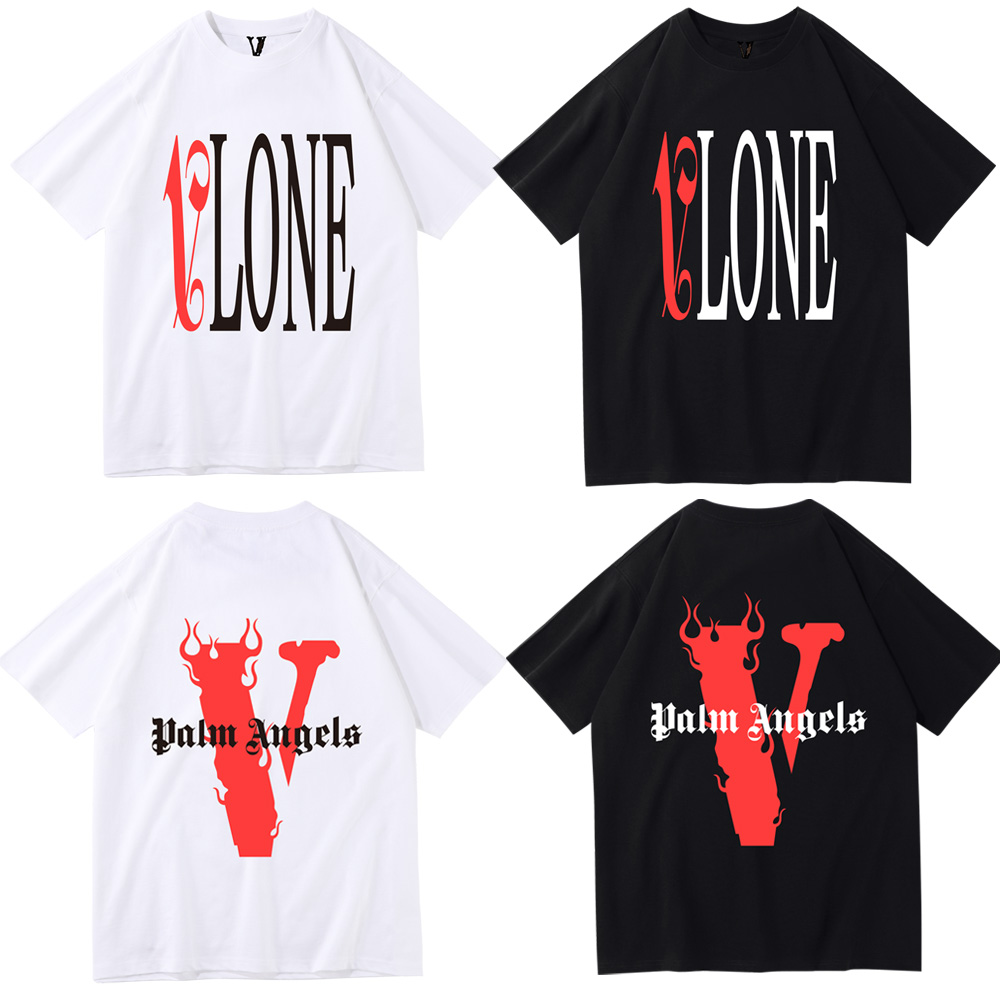 

VLONE Men's / Women's Couples Casual Fashion Trend High Street Loose HIP-HOP100% Cotton Printed Round Neck T-Shirt DT113, Black