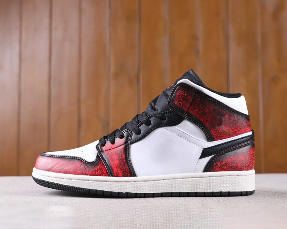 

2023 Basketball Shoes Top sports Jumpman 1 Mid Wear-Away 1s Red Black Sports Outdoor Sneakers Whit Box