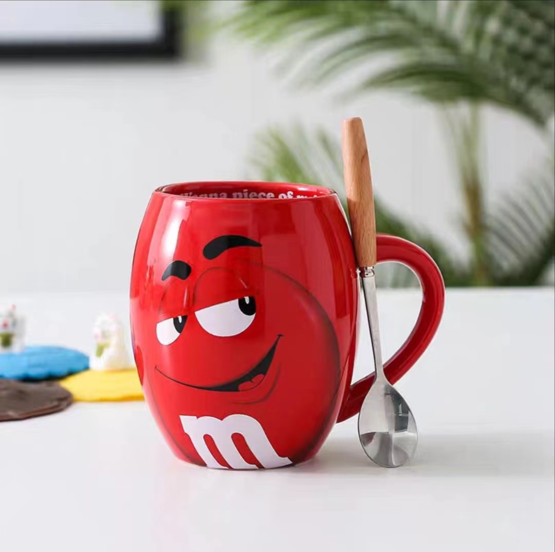

New 600mL m&m Beans Coffee Mugs Tea Cups and Mugs Cartoon Cute Expression Mark Large Capacity Drinkware Christmas Gifts 210827