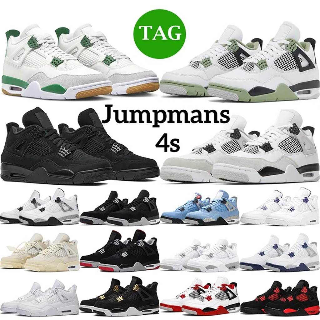 

Vintage Jumpman 4 Retro Men Basketball Shoes Black Cat Sneakers Military White Infrared University Red Glacier Blue Phantoms Metallic Womens Sport Trainers, 60