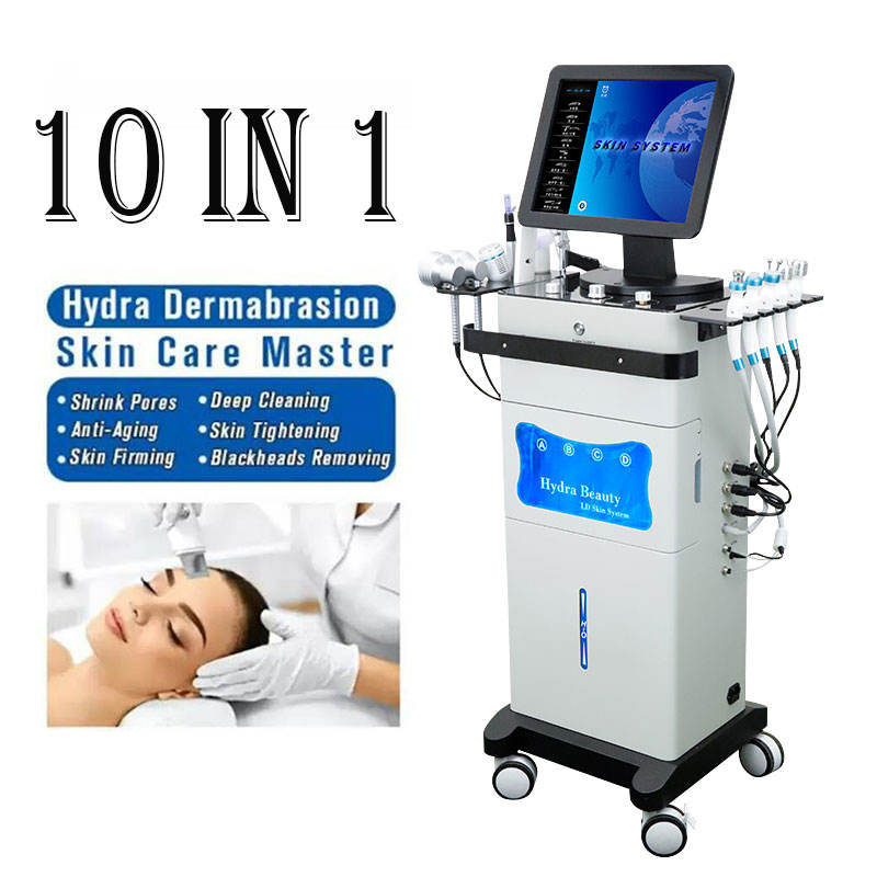 

Portable 10 In1 Korea Oxygen Dermabrasion Generator Aqua Water Jet Peeling System Facial Cleaning H2o2 Small Bubble Machine