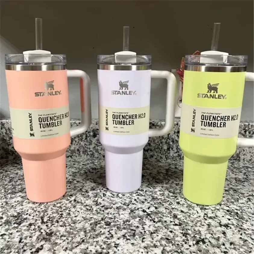 

Stanley Pink Adventure Quencher Travel Tumbler 40oz With Handle Insulated Tumblers Lids Straw Stainless Steel Coffee Termos Cup With logo