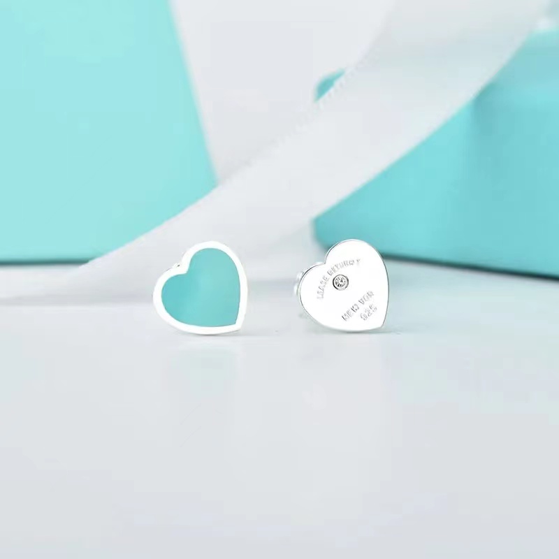 

S925 sterling silver sweet heart designer stud earrings for women luxury brand letters cute engagement asymmetrical ear rings earring jewelry