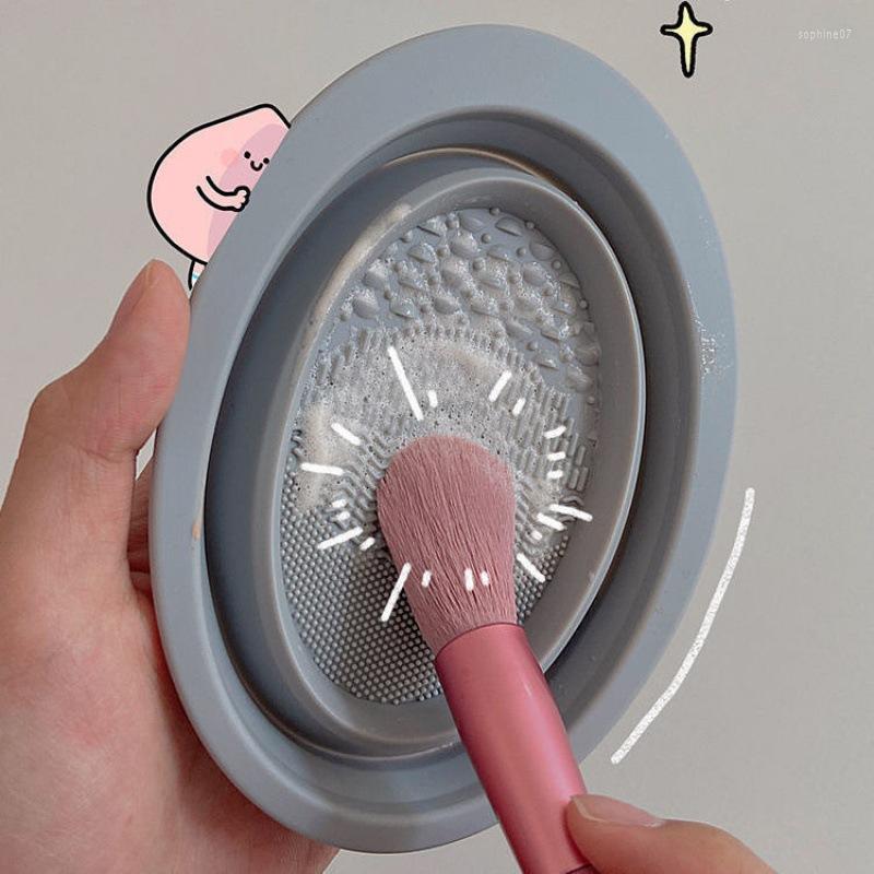 

Makeup Brushes 1PC Soft Silicone Brush Folding Cleaning Bowl Mat Cosmetic Eyeshadow Cleaner Colorful Scrubber Box