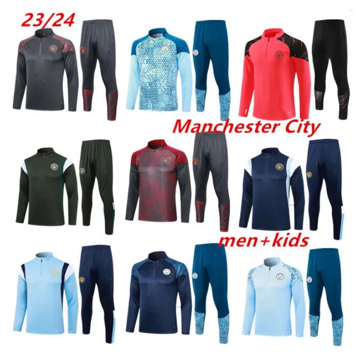 2024 2025 man tracksuit City HAALAND half zip Training Suit MEN Kids 24/25 Long sleeve Sportswear Football Training clothing Boys Survatment Foot-image-918528741