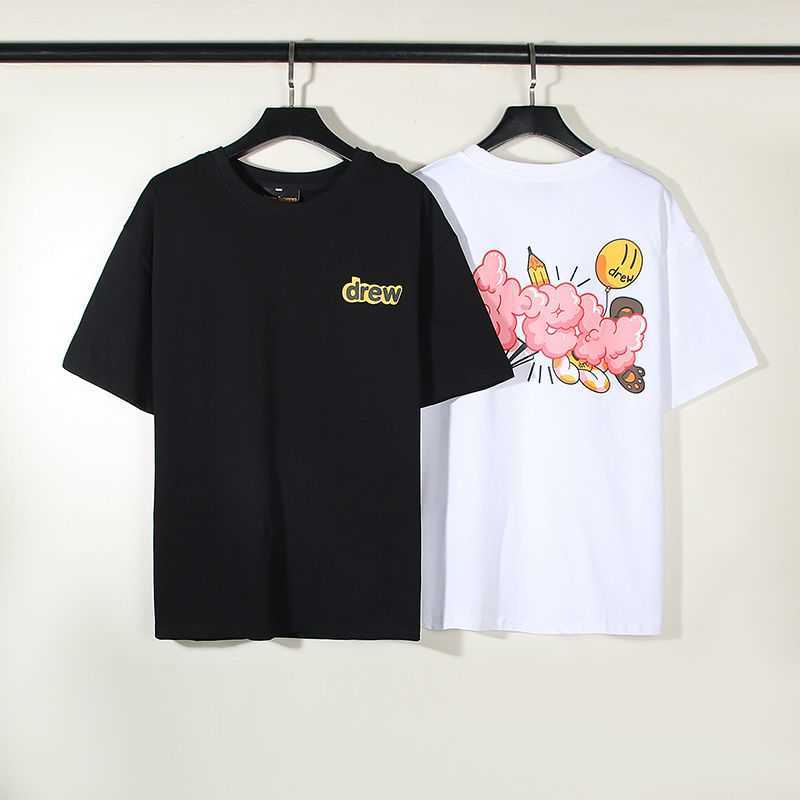 

Drevv Skate House Summer Smiling Face Balloon Graffiti High Street Fashion Brand Unisex Fog Short Sleeve T-shirt, 3320 black